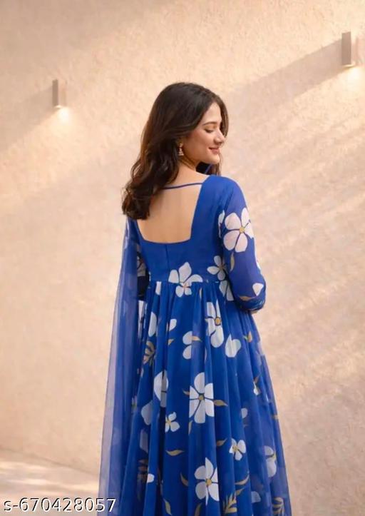 Women printed   Anarkali Gown & Dupatt6Dupatta (no pent) - Zeyoria